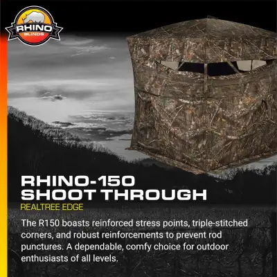- new in box: Rhino Blinds R150 3 Person See Through Hunting Ground Blind -INCLUDES : Ground Blind,...
