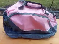 NEW Gym Bag / Sports Bag / Duffle Bag - Pink & Grey Nylon