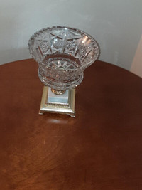 Vintage Crystal Compote with Marble and Metal Base