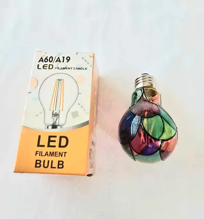 1pc-A19/A60 Stained Glass LED Light Bulb Dimmable,E26 Base 4 Wa, View more