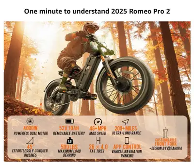 eAhora Romeo Pro II (2025) 3000W Electric Bike - $3,200 each., View more