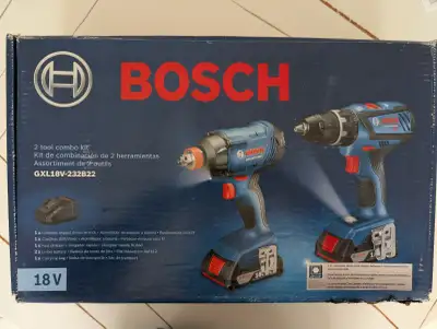 Brand New Bosch 18V Cordless Drill & Impact Driver Combo Kit (2-Tool Set) Includes 1/2" drill/driver...