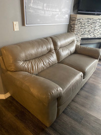 Genuine Tan Leather Sofa