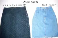Jeans Skirts, excellent, size 9 dark blue + size  5 faded blue