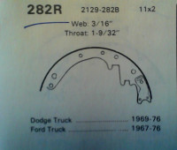 sabot de freins no 282 des annees 1967-76  ford  -1969-76 dodge