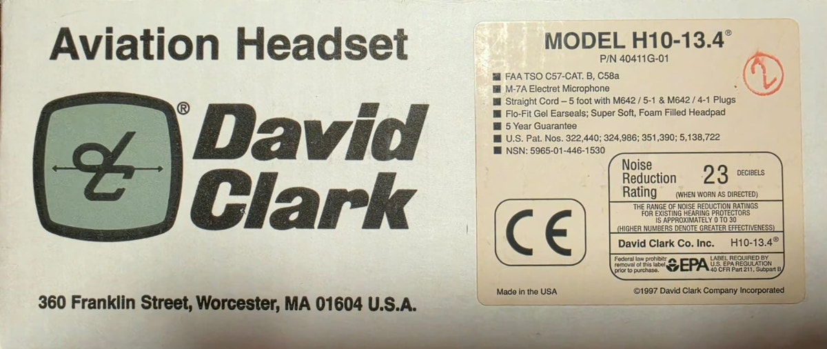 David Clark H10-13.4 Aviation Headset with Original Box, photo 1