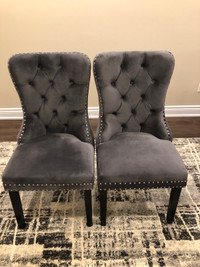4-Piece Velvet Grey Chairs