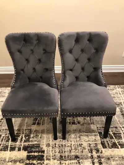 4-Piece Velvet Grey Chairs, View more