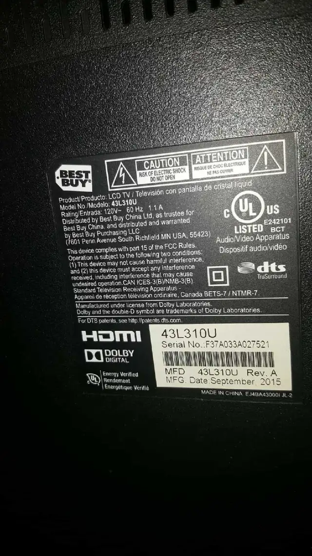 Toshiba 43" hdtv 1080p in TVs in Gatineau - Image 3