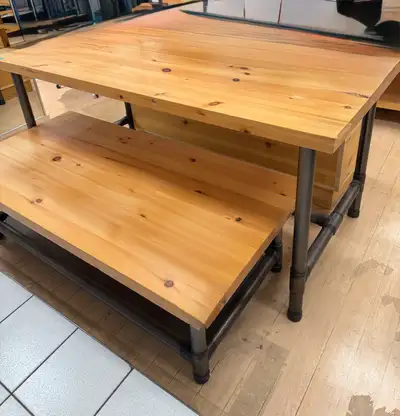 solid pine wood & pipe tables, View more