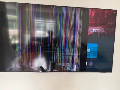 Brand new open box samsung Qled broken screen tv, View more