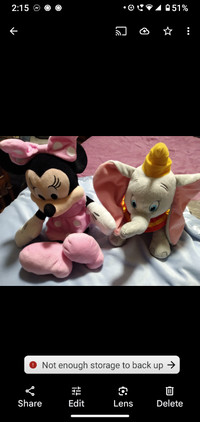 Disney Minnie mouse and dumbo plushies