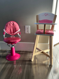 Our Generation salon chair + Hape high chair