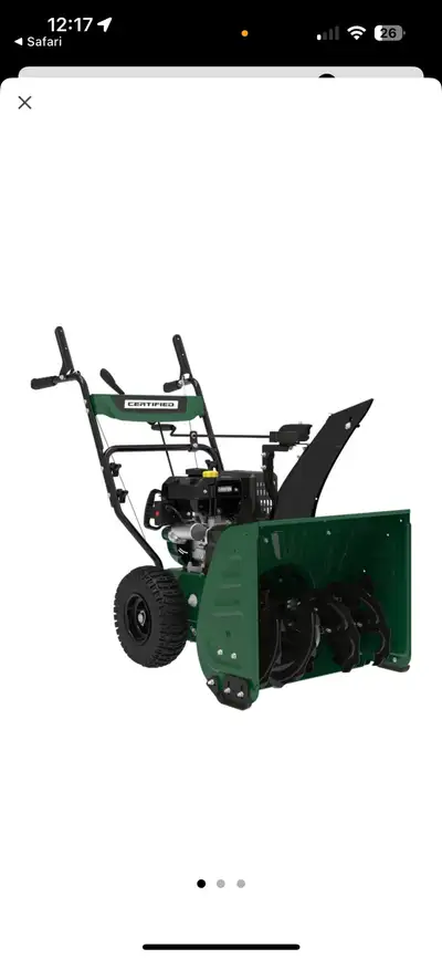 Certified 224cc 2 stage gas powered snow blower/ electric start, View more