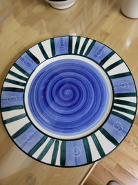 dinnerware , Calico blue and white striped dinner ware