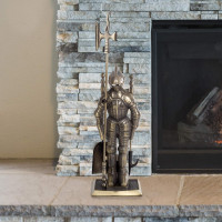 Lavish Home, Antique Brass Finish 3-Piece Fireplace