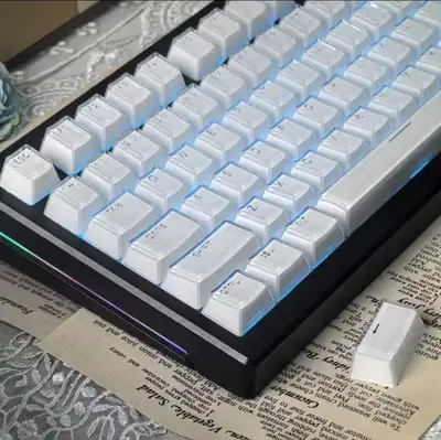 Crystal edge jelly jello white keyboard keycaps, View more