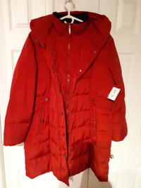 Brand New Cleo Petites Winter Red Hoodie Coat for Women- Size XL