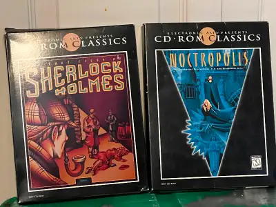Electronic Arts presents CD-ROM classics The Lost Files of Sherlock Holmes Noctropolis $50 for both...