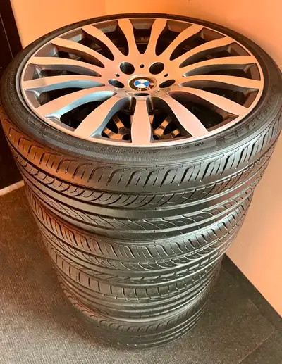 Selling our low profile tires and rims which we were keeping to put on our new bmw but have since de...