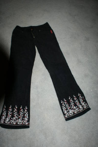 Black  Velour Cheetah Girls Pants Size 10