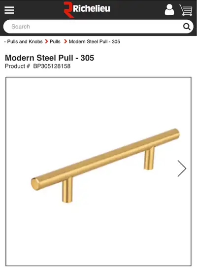 Brushed Gold Cabinet Bars (16) - Richelieu, View more