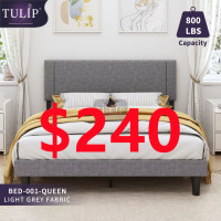 $240 TULIP® BRAND NEW LIGHT FABRIC BED FRAME#1~QUEEN SIZE
