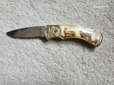 Franklin Mint FM Deer wildlife folding knife, View more