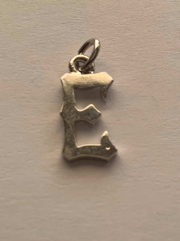 Blackletter Initial “E” Sterling Silver Gothic Style Font Charm in Jewellery & Watches in Edmonton