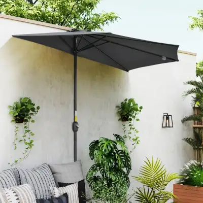 9.8ft Half Umbrella. NO BASE INCLUDED, Grey Color , View more