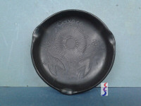 Oaxaca Mexico Native Decorated Black Pottery Tripod Dish