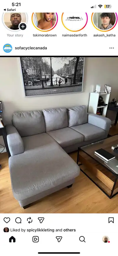 (Free Delivery) Grey Structube Arnold Sectional Sofa Couch, View more