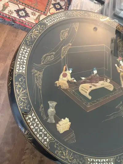 Chinese table  with 4 mignature chairs, View more