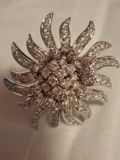 Diamond White Gold Ring  - 18 K - Unique Design, View more