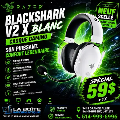 Casque Gaming Razer BlackShark V2 X Blanc - NEUF, scellé, View more