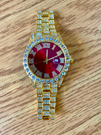 Gold Red Diamond Watch
