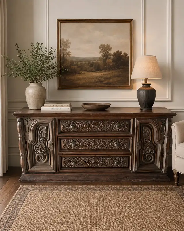 Free Delivery! Solid Wood Carved Credenza Buffet in Hutches & Display Cabinets in Oshawa / Durham Region - Image 3
