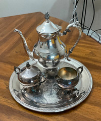 F.B. Rogers Silver Tea Set with Serving Tray