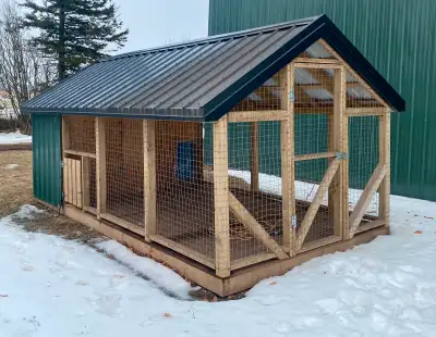 Professionally built 1 year old dog kennel and run available for pick up. Measures 16’L x 8’W x7’H (...