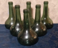 19 century antique onion wine green bottles