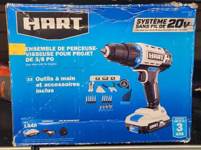 HART 20V Cordless 3/8-inch Drill / Driver Project Kit ***BRAND NEW IN BOX*** Includes: 1.5Ah Lithium...