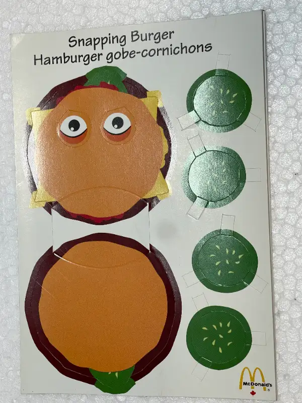Vintage: '1995 Snapping Burger Game' McDonalds 'Happy Meal Toys'