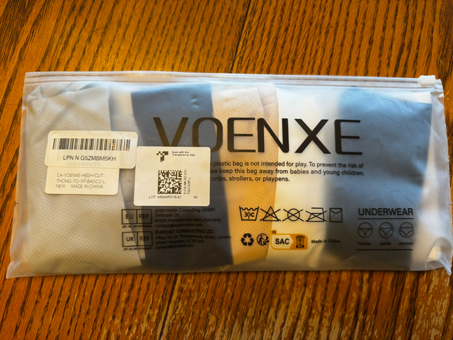 Voenxe thong underwear- size large - NEW