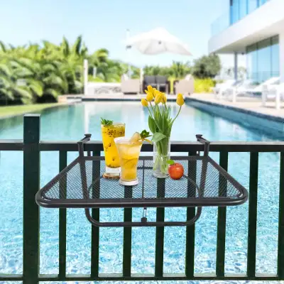 Adjustable Balcony Hanging Railing Table, Metal Mounting Mini Wa, View more