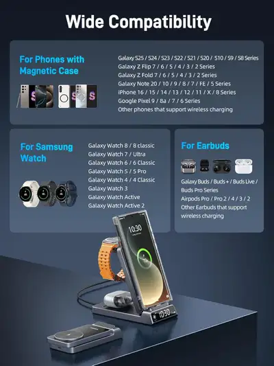 WIRELESS 3 IN 1 CHARGING STATION FOR SAMSUNG/APPLE/GOOGLE, View more