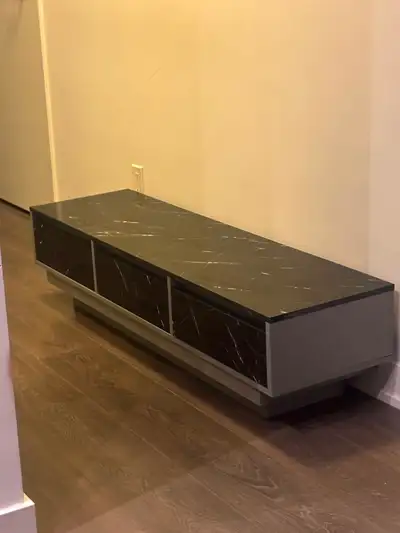Modern Black Marble TV Stand / Entertainment Center – Excellent, View more