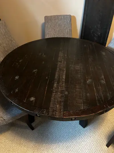 Solid pine wood dining table /w insert & 6 chairs, View more