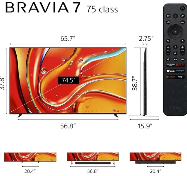 Sony 75 Inch Mini LED QLED 4K Ultra HD TV BRAVIA 7 in TVs in Mississauga / Peel Region - Image 3