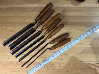 Antique 1865 Buck Bros. Pattern Makers Carving Chisels Gouge set, View more