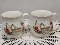 Pair of Footed Norcroft Prince Edward Island Bone China Mugs